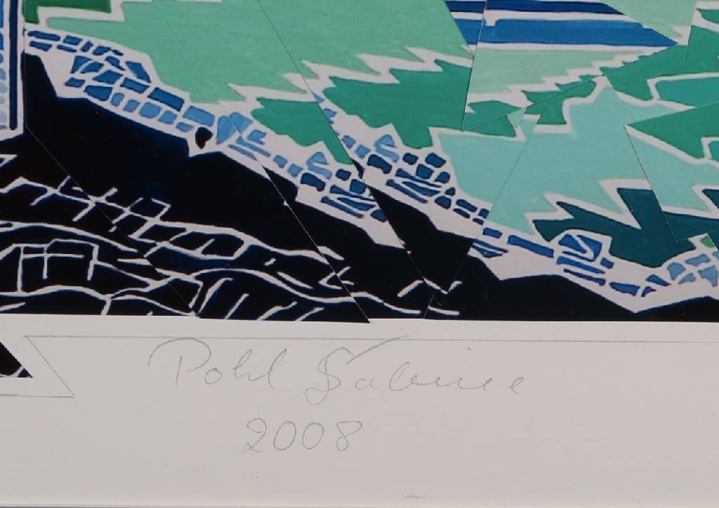 Detail a: Sabine Pohl, geb. 1953, pfälzische Künstlerin, Schülerin von Bernd Klimmer u. Alvaro Castagnet, hier: Skyline Frankfurt, Collage, unter Glas ...