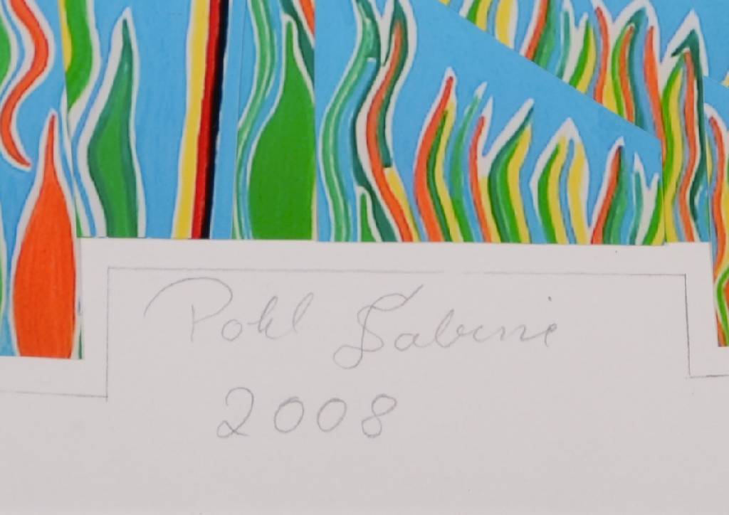 Detail a: Sabine Pohl, geb. 1953, pfälzische Künstlerin, Schülerin von Bernd Klimmer u. Alvaro Custagnet, hier: Fähre Rüdesheim, Collage, unter Glas ...