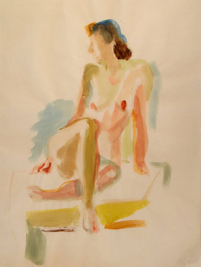 Ute Petry, 1925 Ludwigshafen - 2009, Aquarell auf Papier, Akt, rechts unten signiert und datiert 57, ca. 56x42.5 cm, PP, unter Glas gerahmt