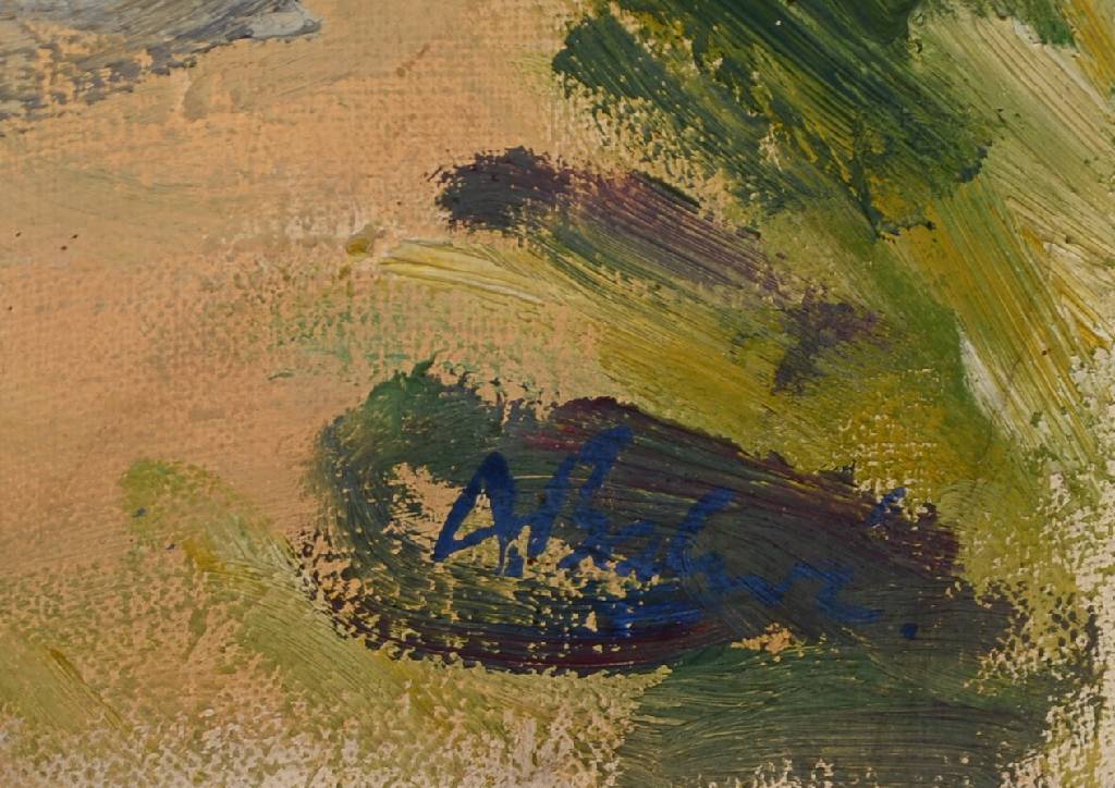 Detail a: Arnold Balwé, 1898 Dresden - 1983 Prien am Chiemsee, Sommerliche Felder, Öl/Lwd, rechts unten signiert, rückseitig signiert und datiert 1927, ...