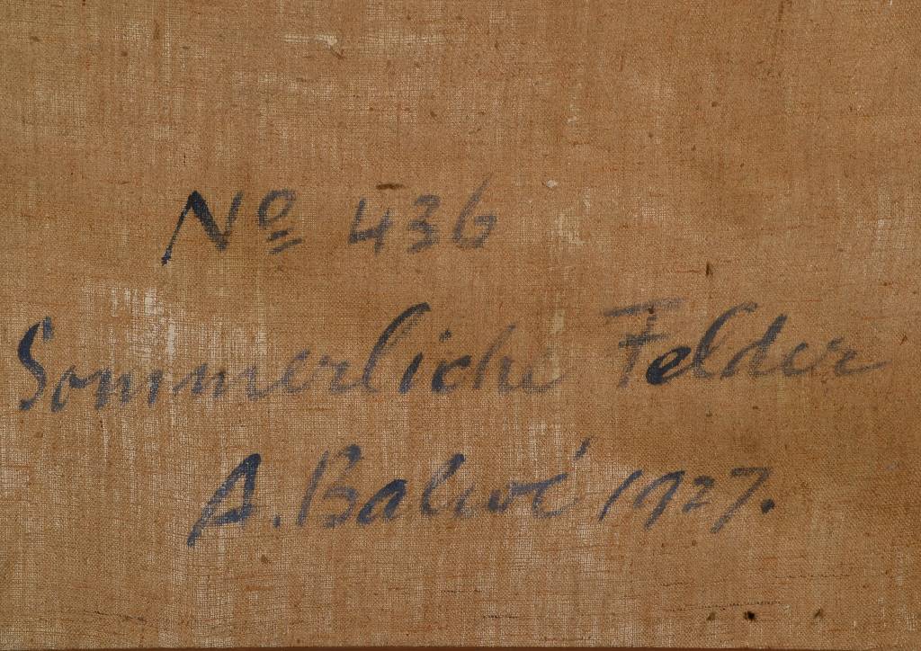 Detail b: Arnold Balwé, 1898 Dresden - 1983 Prien am Chiemsee, Sommerliche Felder, Öl/Lwd, rechts unten signiert, rückseitig signiert und datiert 1927, ...