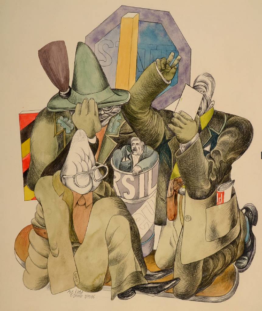 Detail d: Eberhard Dänzer, 1935 Göttingen-2008 Karlsruhe, Studium an den Akademien München und Karlsruhe bei u.a. Hubbuch, Emil Wachter und Ernst ...