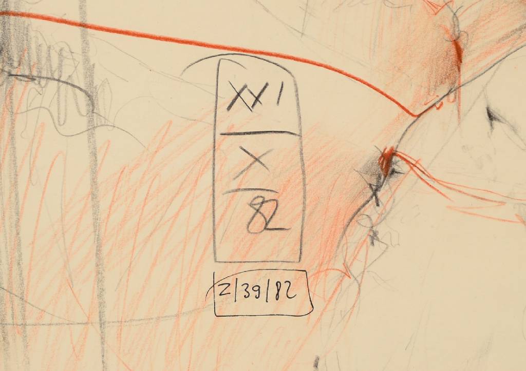 Detail b: Klaus Böttger, 1942-1992, Mischtechnik auf Papier, Jenny Lind, monogrammiert KB, bez. Z / 39 / 82, (39te Zeichnung des Jahres 1982), datiert ...