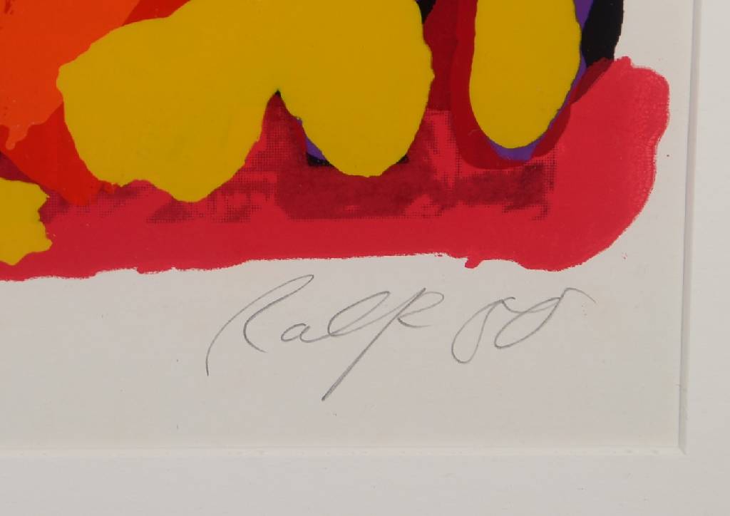Detail b: A.R. Penck, geb. 1939, Farbsiebdruck auf Papier, aus 1980, handsigniert und nummeriert 2/5, betitelt USA'-8-, datiert 80, Blattgr. ca. 66,5x90 ...