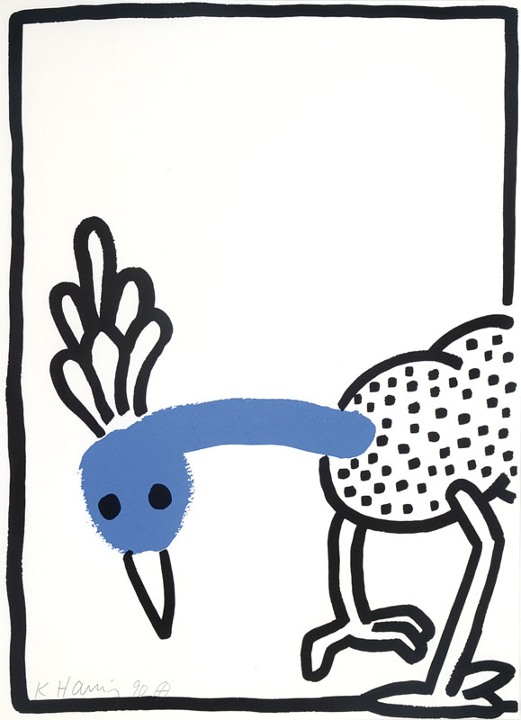 Keith Haring, 1958-1990 New York, Farbserigrafie auf Velin, Blatt 1 aus der Folge "The story of red and blue", 90 Exemplare, hier Nr. HC ...