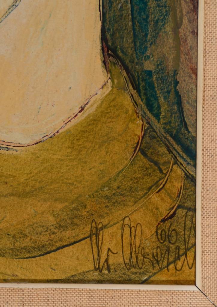 Detail a: Christel Abresch, 1931 Sulzbach-2011, lebte und arbeitete in Neustadt/Wstr., Porträt, Gouache auf Papier, rechts unten signiert und datiert 66, ca. ...