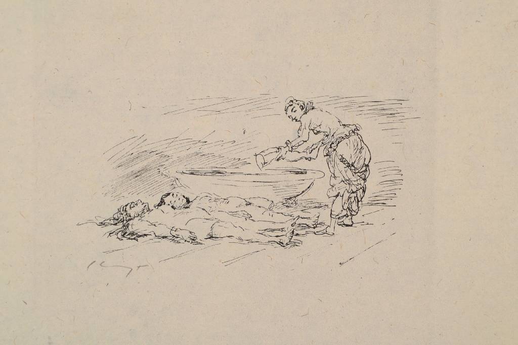 Detail b: Max Slevogt, 1868 Landshut-1932 Neukastel, zwei Lithographien, Illustrationen zur Grimms Märchen: Fitchers Vogel, von 1924, Auflage 100 Exempl., ...