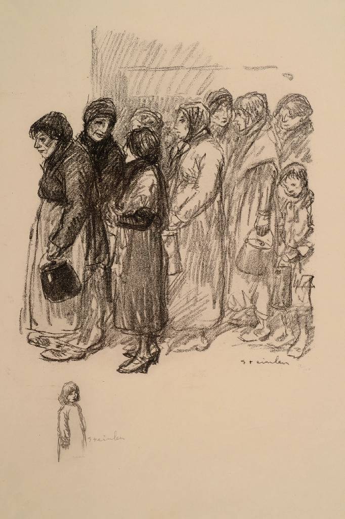 Theophile Alexandre Steinlen, 1859-1923, La Soupe, Lithographie, im Stein signiert, num. 11/100, links unten kleine Bleistift Zeichnung eines kleinen ...