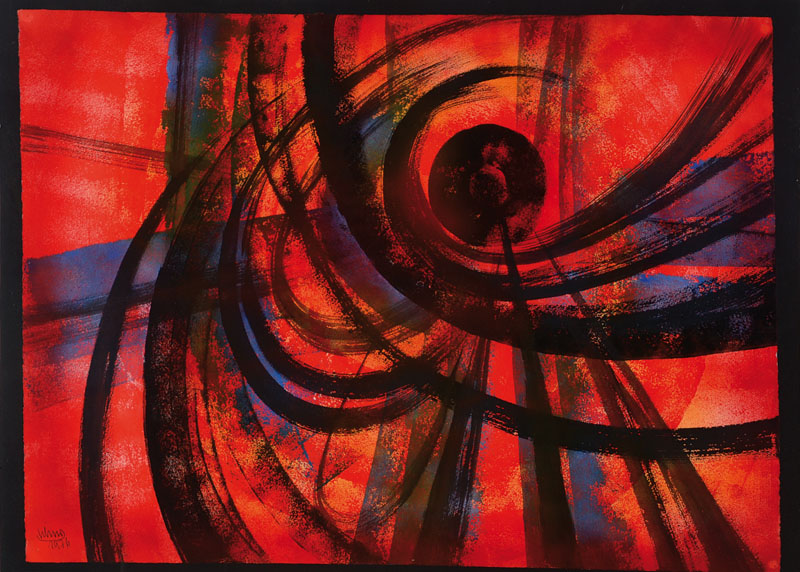 Erich Schug, 1906 Ludwigshafen-1982 Bad Dürkheim, Abstrakte Komposition, Mischtechnik auf Papier, signiert und datiert 1976, 55x75cm