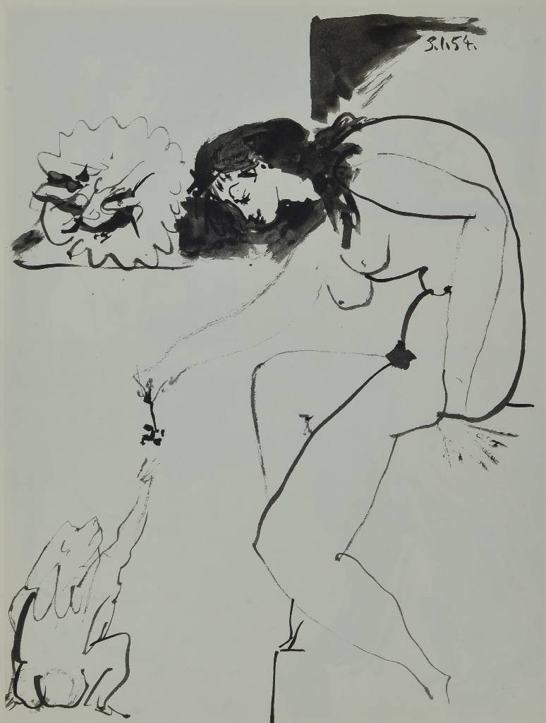 Pablo Picasso, 1881-1973, Konvolut aus vier Heliogravure aus: Picasso and the Human Comedy, Draeger Frères Verve, Paris 1954, Blattgr. ca. 26,5x35 ...