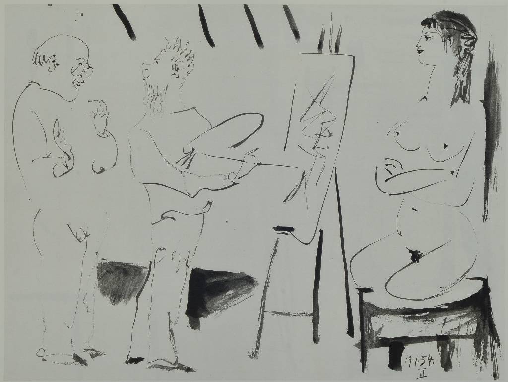 Detail b: Pablo Picasso, 1881-1973, Konvolut aus vier Heliogravure aus: Picasso and the Human Comedy, Draeger Frères Verve, Paris 1954, Blattgr. ca. 26,5x35 ...