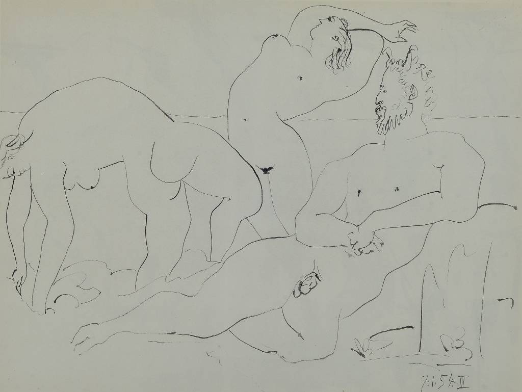 Detail c: Pablo Picasso, 1881-1973, Konvolut aus vier Heliogravure aus: Picasso and the Human Comedy, Draeger Frères Verve, Paris 1954, Blattgr. ca. 26,5x35 ...