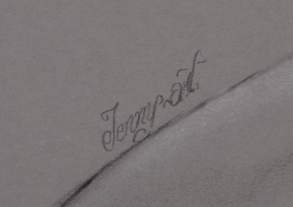 Detail a: Unbekannter zeitgen. Künstler, liegender weiblicher Akt, Bleistift und weiße Pastellkreide auf grauem Papier, bez. Jenny Art, ca. 50 x 70 cm
