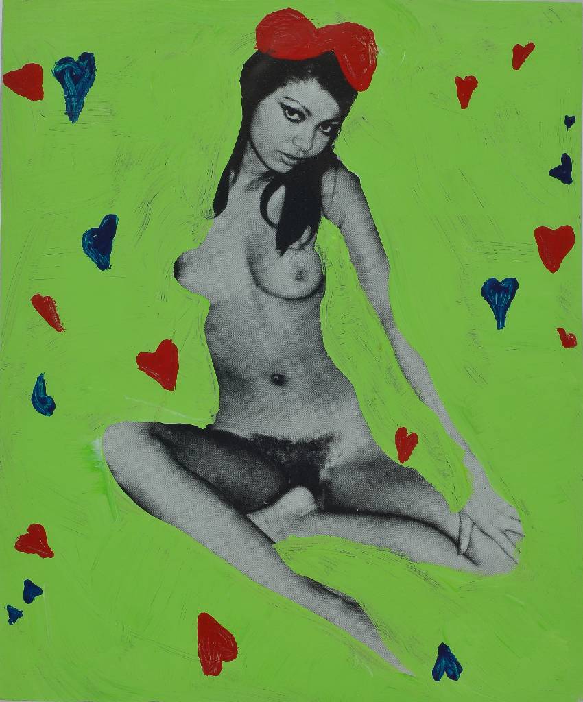 Peter A. Liebich, geb. 1955, Collage und Acryl auf Zeitungspapier, rückseitig signiert und datiert 1999, ca. 17,5x14 cm, unter Glas gerahmt