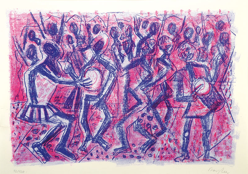 Detail b: Eduard Bargheer, 1901-1979, Konvolut aus fünf Farblithographien, je handsigniert, 4x nummeriert Auflage 120, PP, ca. 38x54 cm, je unter Glas ...