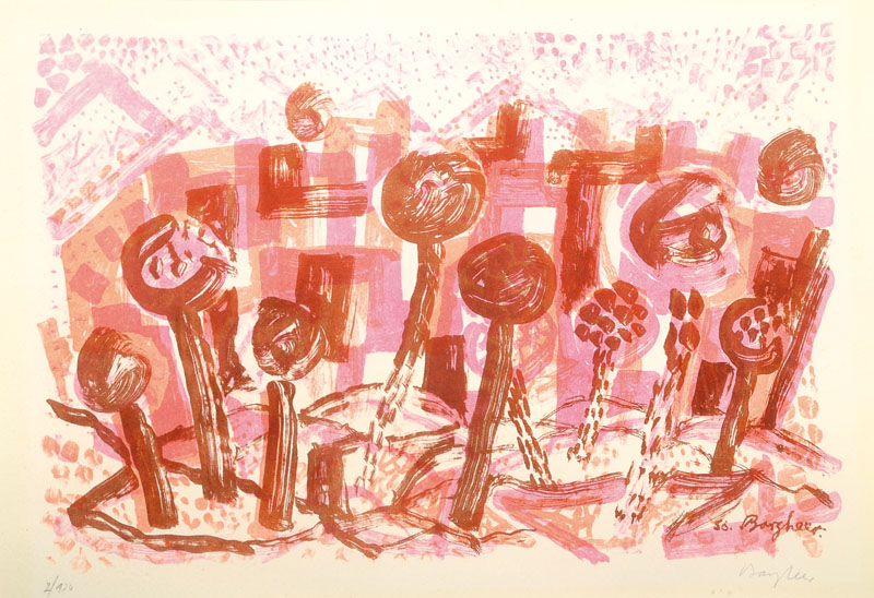 Detail d: Eduard Bargheer, 1901-1979, Konvolut aus fünf Farblithographien, je handsigniert, 4x nummeriert Auflage 120, PP, ca. 38x54 cm, je unter Glas ...