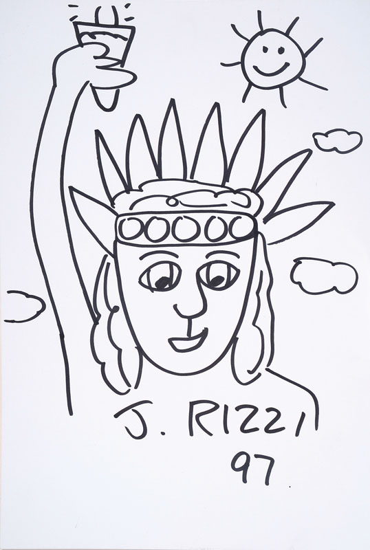 James Rizzi, 1950-2011, Filzstiftzeichnung, sign. und dat. 97, Blattgr. ca. 29,5x21 cm