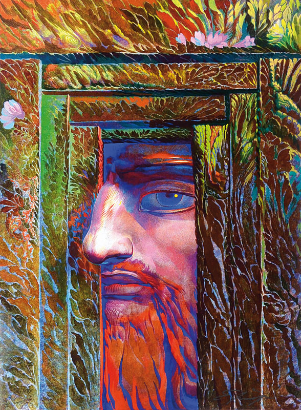 Detail b: Ernst Fuchs, geb. 1930 Wien, Konvolut aus drei Giclees auf Lwd, Der Tanz mit dem Tod, Judith mit dem Haupt des Holofernes, Die goldene Nase, Blattgr. ...