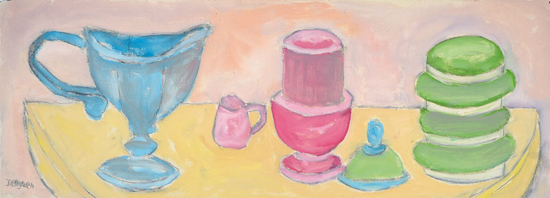 Franziskus Dellgruen, 1901-1984, Meisterschüler von Robert Sterl und Max Slevogt, hier: Öl/Lwd, Stillleben, links unten signiert, ca. 29x79,5 cm