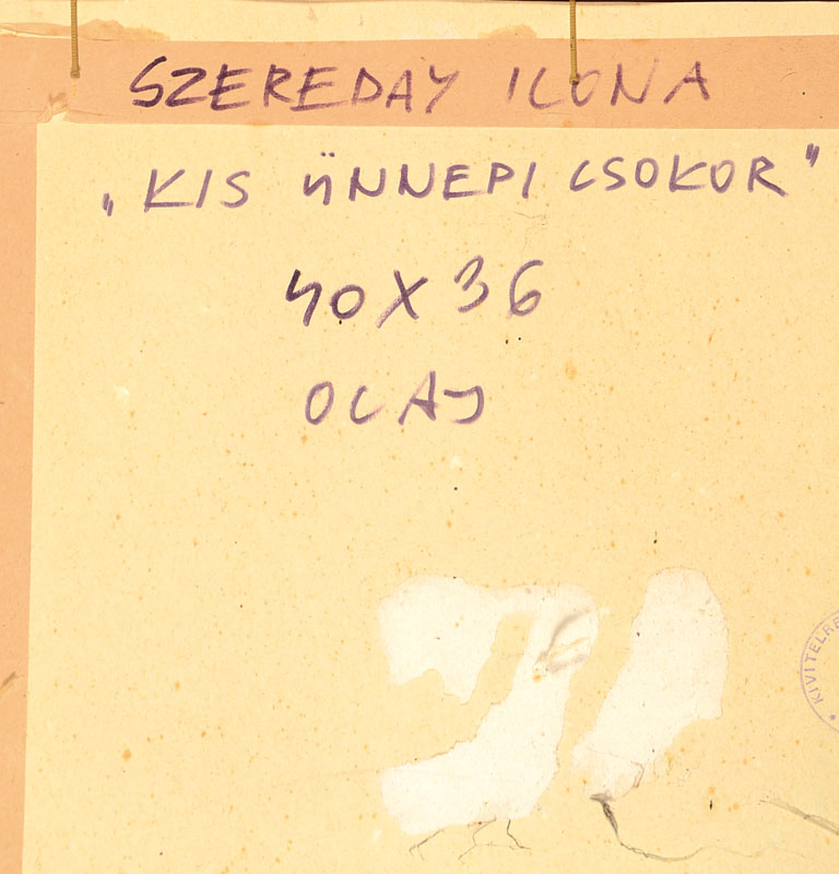 Detail a: Ilona Szereday, zeitgenössische ungarische Künstlerin, Blumenstillleben, Öl/Malkarton, rechts unten signiert, ca. 40x36cm, Rahmen