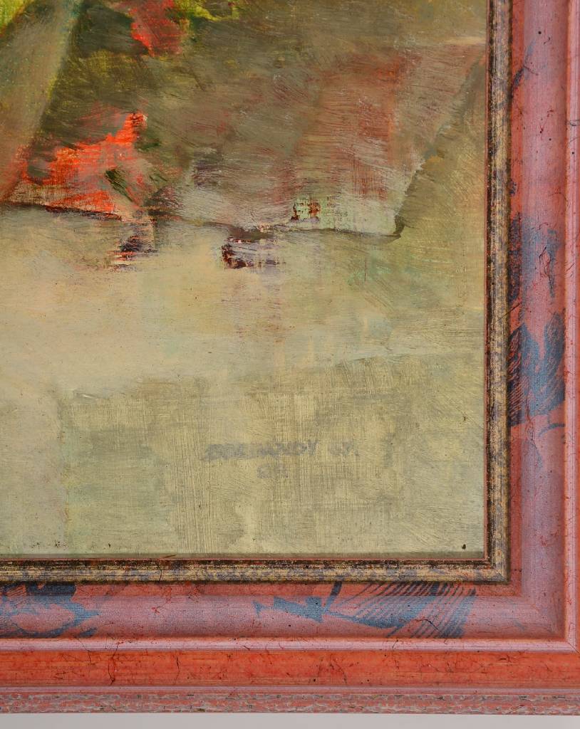 Detail a: György Bogdandy, zeitgenössischer ungarischer Maler, Stillleben, Öl/Hartfaser, re. u. schwach lesbar sign., ca. 35x50.5cm, Rahmen