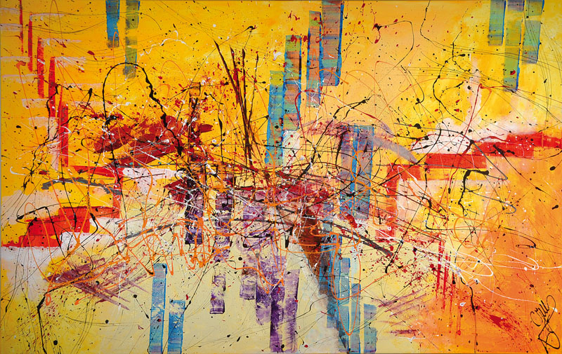 Caroline Vis (CJVIS), zeitgenössische niederländische Künstlerin, Path of Life, Acryl/Mixed Media auf Lwd, rechts unten signiert, ca. 100x160 cm, ...