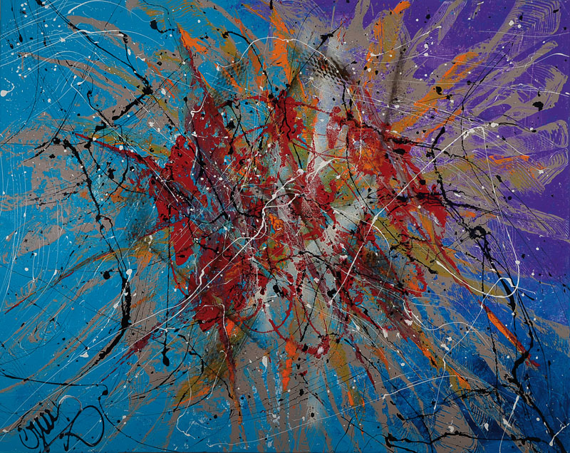 Caroline Vis (CJVIS), zeitgen. niederländische Künstlerin, Brain Damage, Acryl/Mixed Media auf Lwd, li. u. sign., ca. 80x100 cm, mit Zertifikat