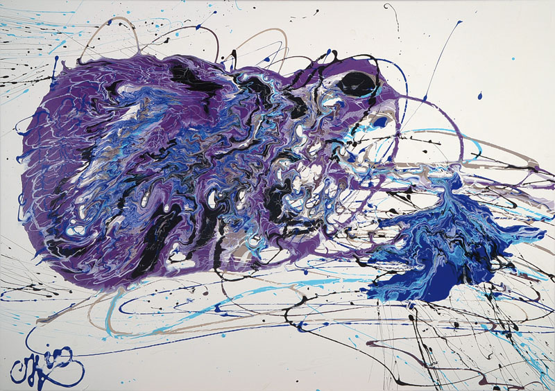 Caroline Vis (CJVIS), zeitgenössische niederländische Künstlerin, The Sacrifice, Acryl/Mixed Media auf Lwd, links unten signiert, ca. 70x100 cm, ...