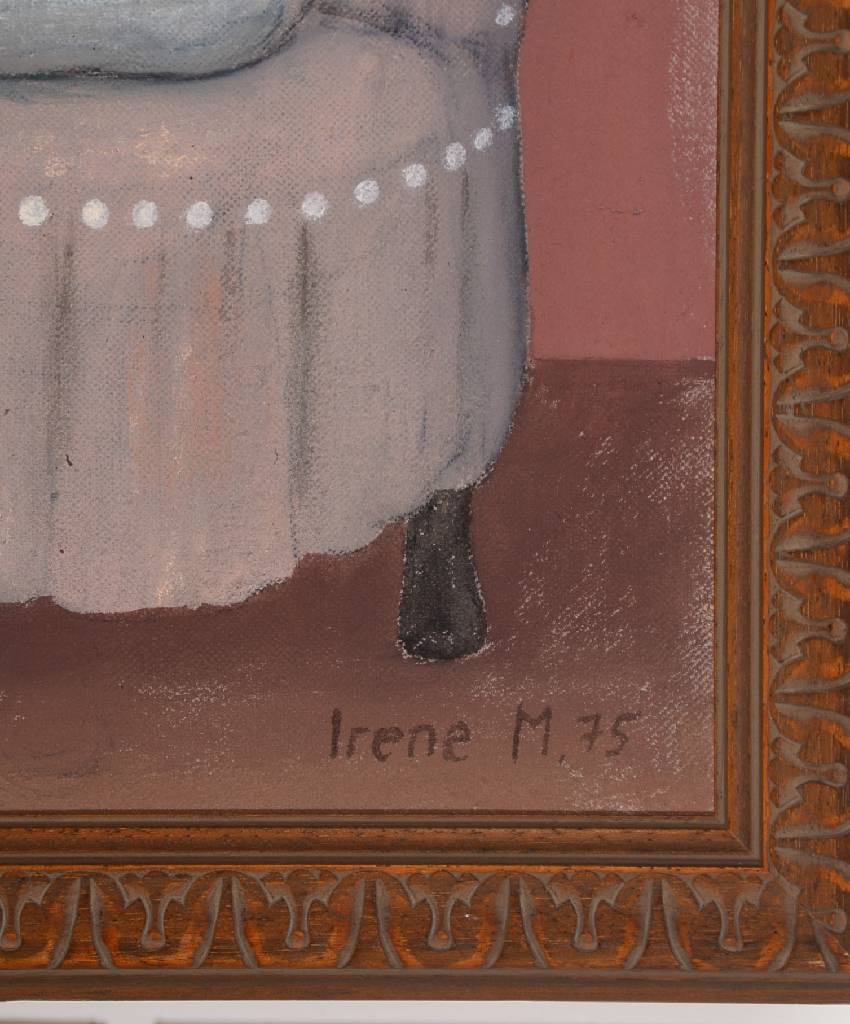Detail a: Irene Müller, geb. 1941 Bielefeld, Träumendes Mädchen am Fenster, Öl/Malkarton, re. u. sign., dat. (19)75, ca. 50x44cm, Rahmen