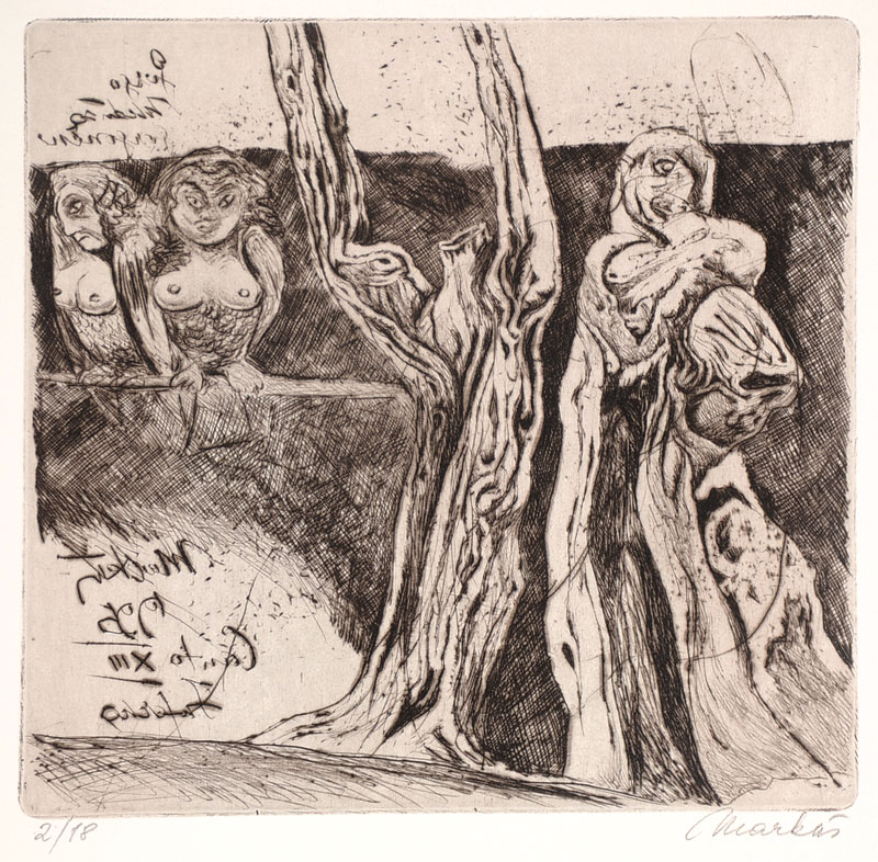 Markus Vallazza, geb. 1936, Radierung, signiert und nummeriert 2/18, Platte ca. 21x22,5 cm, Blattgr. ca. 53,5x38 cm, dazu Buch: Markus Vallazza - Die ...