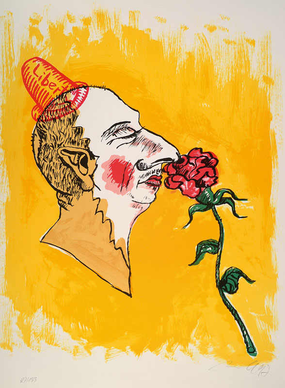 Jörg Immendorff, 1945-2007, Liberty, Lithographie, signiert und nummeriert 27/133, datiert 97, Trockenstempel, Blattgr. ca. 65,5x50 cm