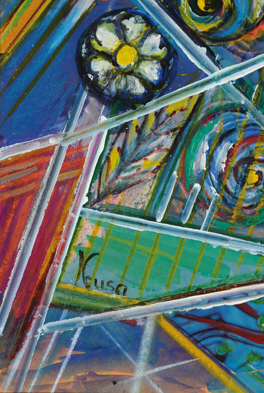 Detail a: Neusa Sabrinho Amtsfeld, zeitgenössische Künstlerin, Gouache auf Papier, signiert, ca. 40x30cm, unter Glas, Rahmen