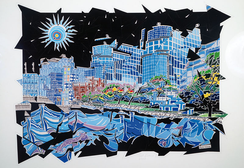 Sabine Pohl, geb. 1953, pfälzische Künstlerin, Schülerin von Bernd Klimmer u. Alvaro Cstagnet, hier: Bundesministerium des Innern Berlin, Collage, ...
