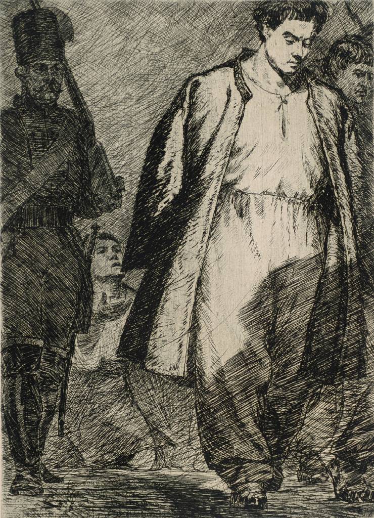 Detail a: Künstlermappe Shevchenko, einer der berühmtesten Dichter der Ukraine, 23 Radierungen zur Verehrung des Dichters 1964, Auflage 100, sehr selten im ...