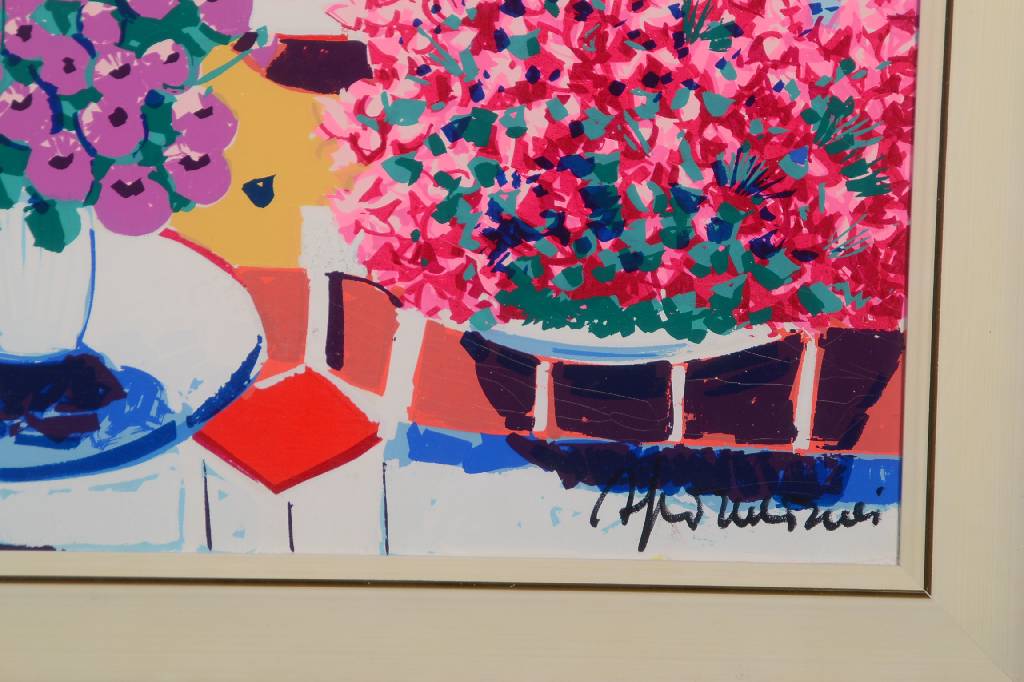 Detail a: Athos Faccincani, geb. 1951, Blick auf Portofino, Acryl/Mischtechnik auf Lwd, signiert, ca. 54x83 cm, unter Glas gerahmt
