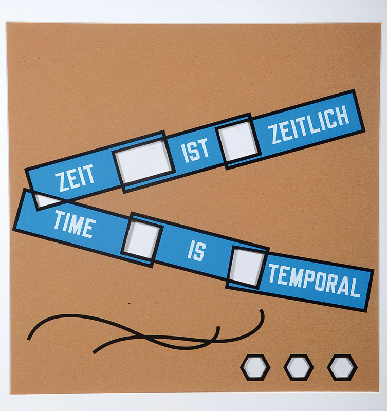 Lawrence Weiner, geb. 1942, Siebdruck mit Cutout auf Karton, rückseitig handsigniert, Blattgr. ca. 35x35 cm