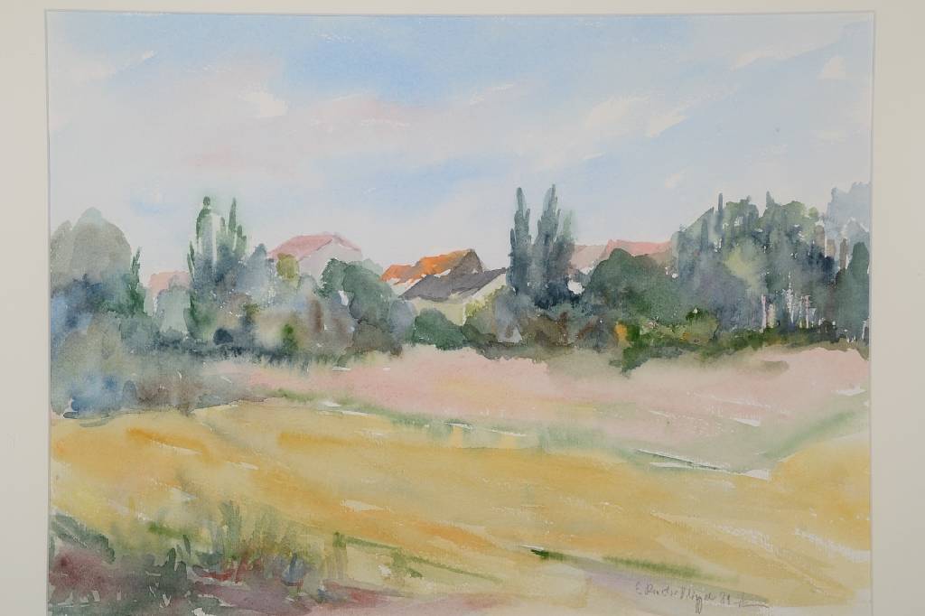 Detail a: Elfriede Riedel-Klippel, zeitgenössische Künstlerin, Konvolut aus drei Aquarellen, Landschaften der Germersheimer Umgebung, je signiert und datiert ...