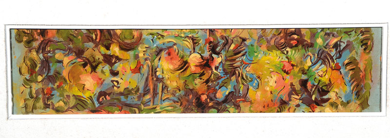 Lucien Beyer, 1908 Schweiz - 1983 Paris, bekannter französischer Maler, hier: moderne Blumenkomposition, Öl/Holz, mittig unten signiert, ca. 50x14 ...