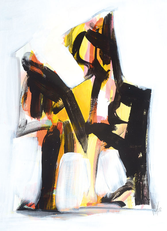 Horst Solf, geb. 1940 Walbrücken/Polen, tätig in Freiburg und Heidenheim, bekannter moderner Künstler, hier: Abstrakte Komposition, Gouache auf ...
