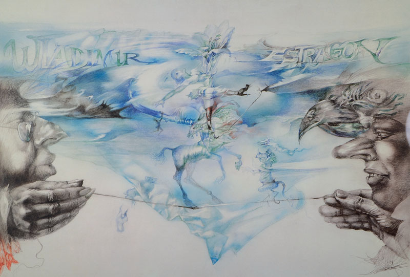 Hermann Hoormann, geb. 1933 Meppen/Ems, bekannter Pfälzer Surrealist, hier: Warten auf Godot, Lithographie, signiert und datiert 94, nummeriert ...