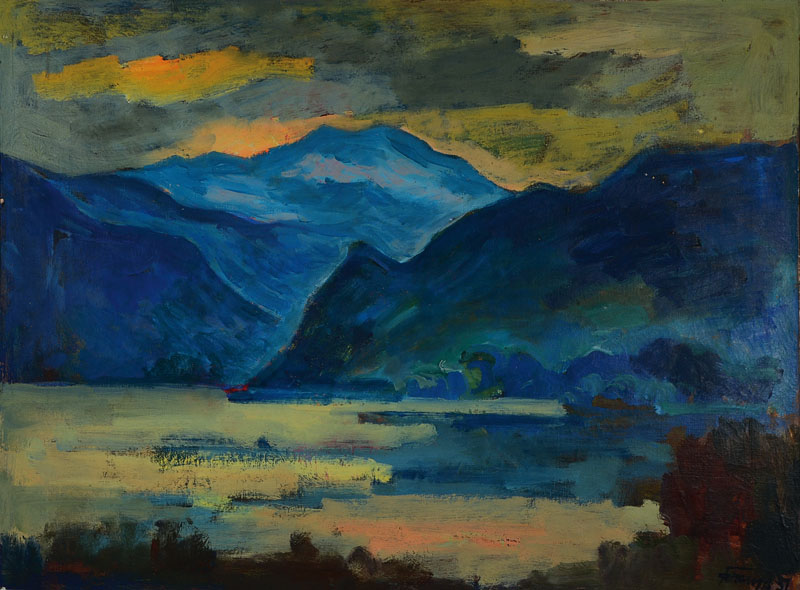 Albert Ferenz, 1907-1994, Berglandschaft, Öl/Lwd, signiert und datiert 1951, ca. 50,5x66 cm, Rahmen