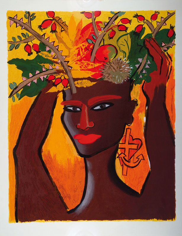 Elvira Bach, geb. 1950, Farbsiebdruck, handsigniert und num. e.a., ca. 90x70cm, unter Glas, Rahmen
