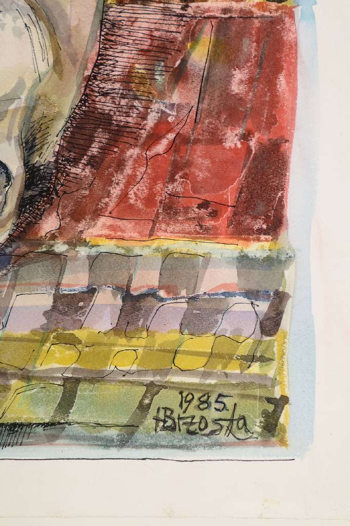 Detail a: Heinz Brzoska, geb. 1942, Aquarell über Tuschezeichnung, re. u. sign. und dat. 1985, ca. 50x40cm, unter Glas, Rahmen
