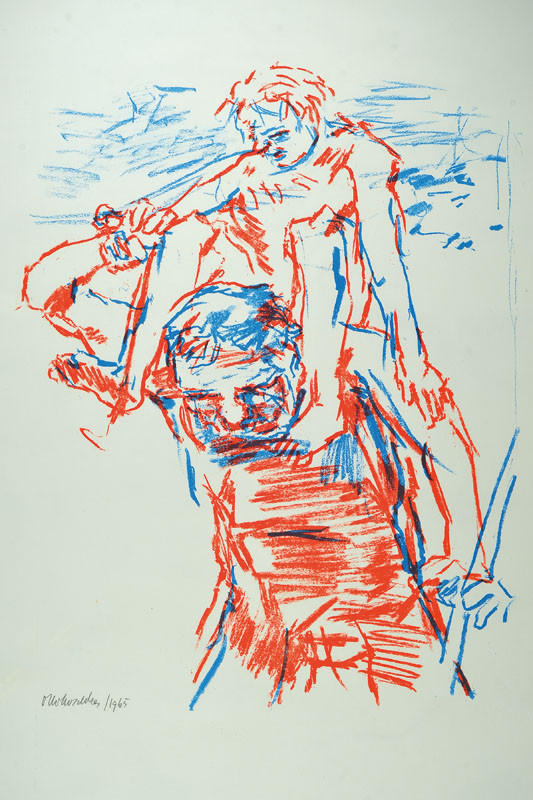 Oskar Kokoschka, 1886-1980, Christoferus, Farblithographie, handsign. und dat. 1965, Lichtrand, Blattgr. ca. 90x63cm, unter Glas