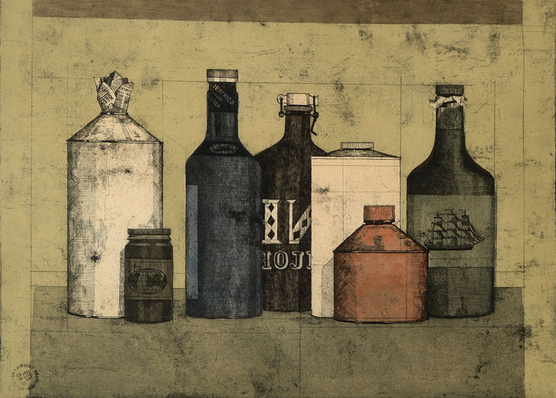 Friedrich Meckseper, geb. 1936, Farbradierung, signiert und bezeichnet Probedruck, Blattgr. ca. 40x55 cm, unter Glas