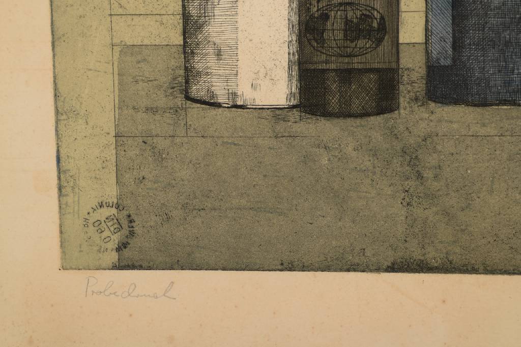 Detail b: Friedrich Meckseper, geb. 1936, Farbradierung, signiert und bezeichnet Probedruck, Blattgr. ca. 40x55 cm, unter Glas