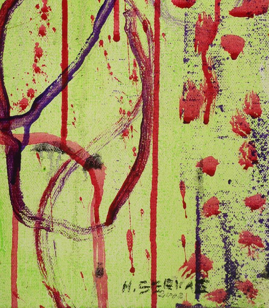 Detail a: Helmut Servas, zeitgen. Künstler, Poet, Acryl/Öl auf Lwd, re. u. sign. und dat. 2002, ca. 100x100 cm
