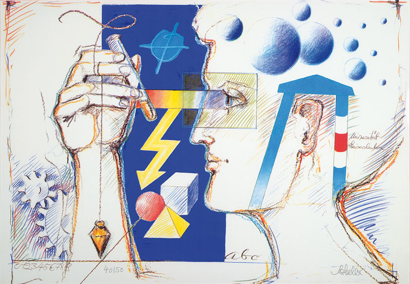 Klaus Heinrich Keller, geb. 1938 Godramstein/Pfalz, Meisterschüler von Prof. Berger-Bergner, zahlreiche Preise, hier: Farbserigraphie, signiert und ...