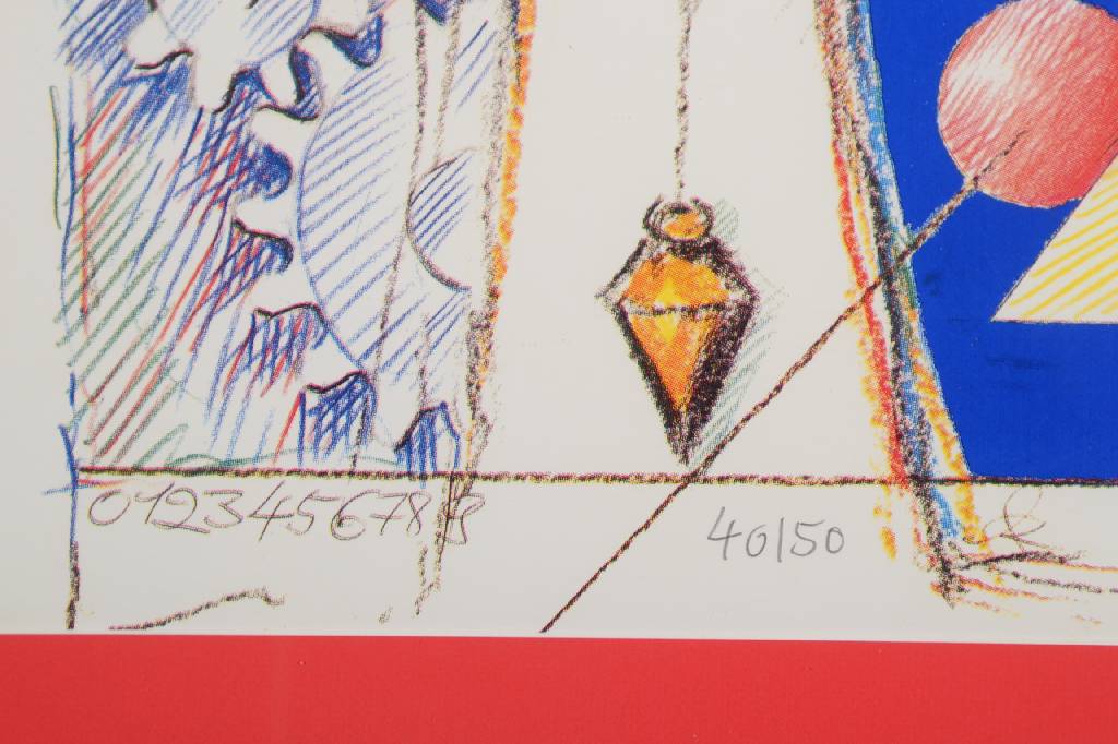 Detail b: Klaus Heinrich Keller, geb. 1938 Godramstein/Pfalz, Meisterschüler von Prof. Berger-Bergner, zahlreiche Preise, hier: Farbserigraphie, signiert und ...