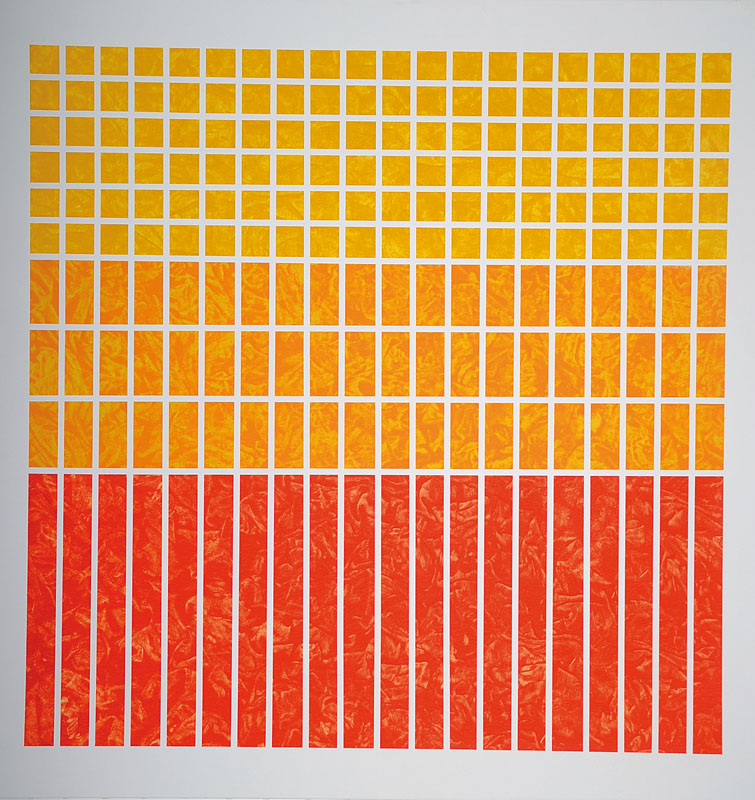 Sascha Langer, 1944-2002, Acryl/Lwd, rückseitig sign. und dat. 2001, ca. 90x90 cm, Rahmen